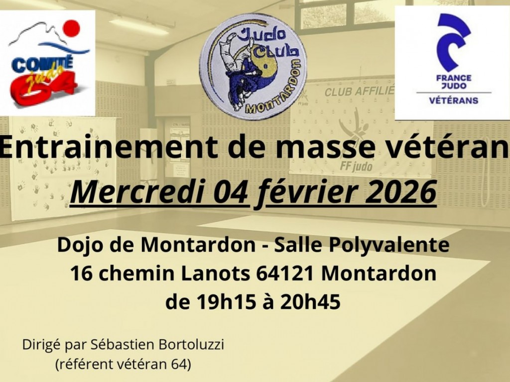 Image de l'actu 'Entrainement Vétérans : RDV au DOJO de MONTARDON le mercredi 4 février 2026 de 19h15 à 20h45'