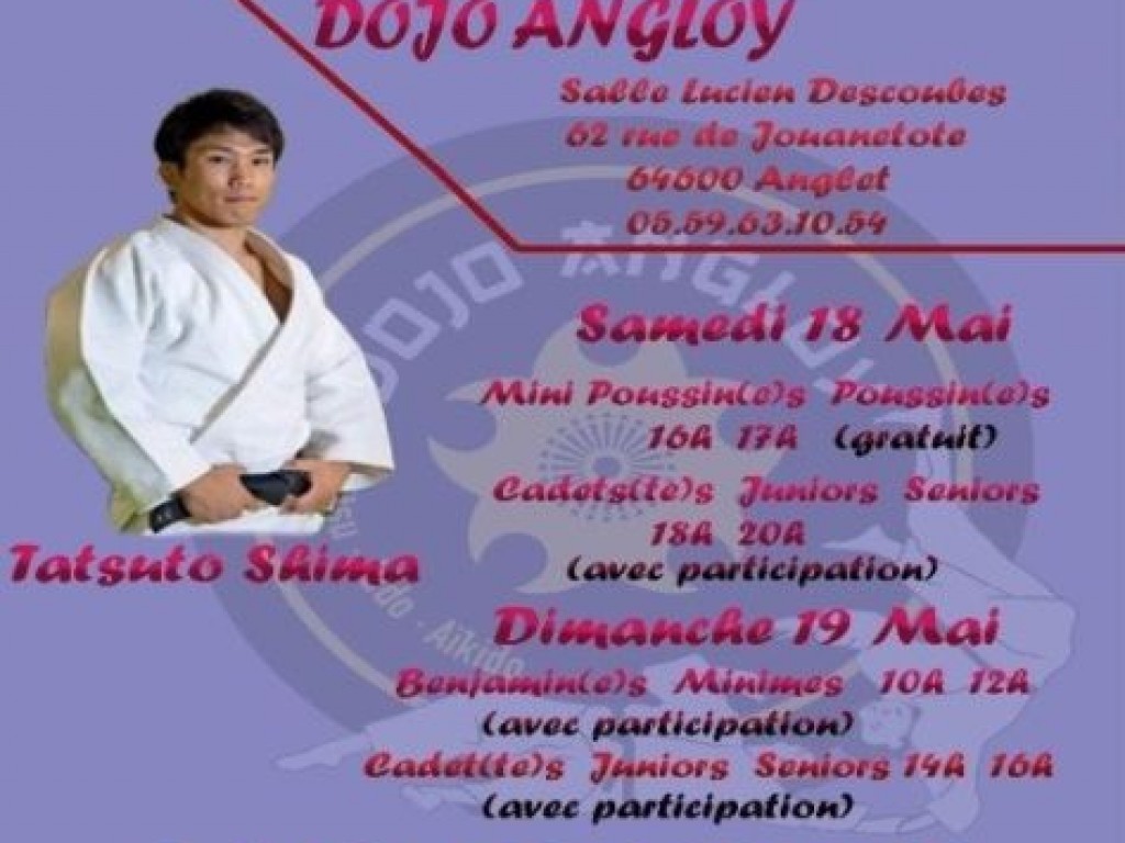 Image de l'actu 'Le Dojo ANGLOY Organise le samedi 18 et Dimanche 19 mai 2024 un Stage de Judo avec TATSUTO-SHIMA inscription sur Extranet'