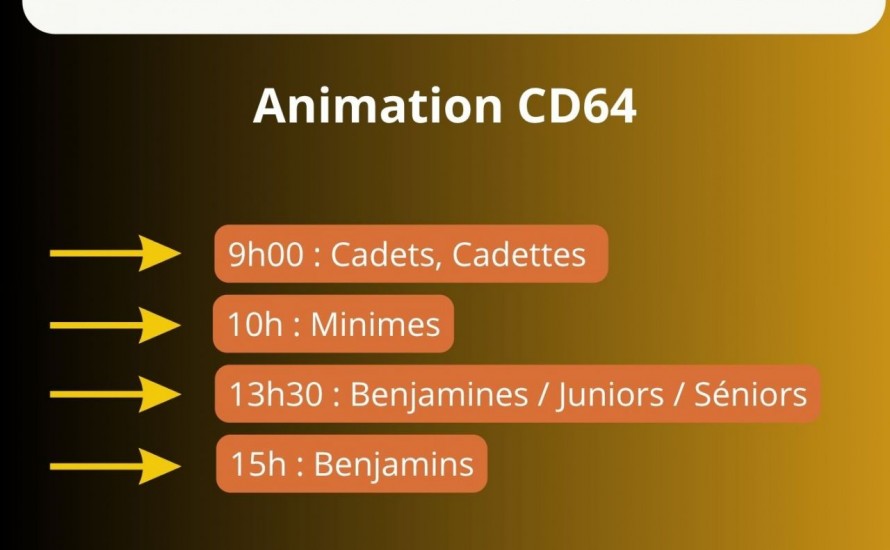 Le dimanche 18 octobre 2026, une animation du CD64 sera organisée. Les inscriptions sont à effectuer sur l’Extranet.